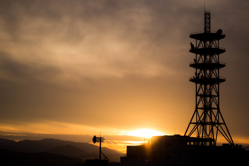 帰宅途中の夕陽