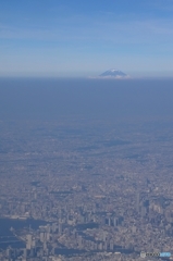 飛行機から富士山