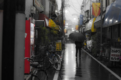 雨の飲食店街