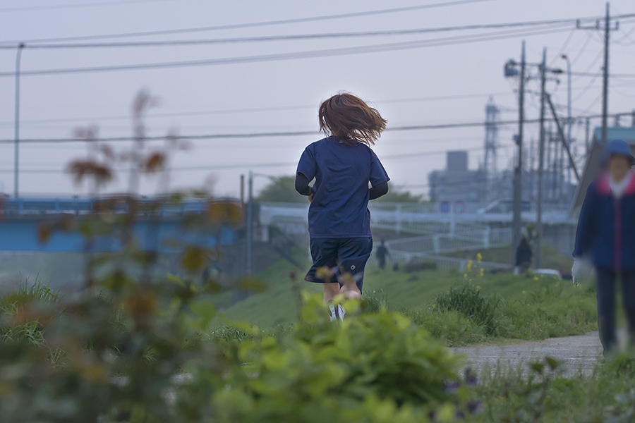 土手に爽風