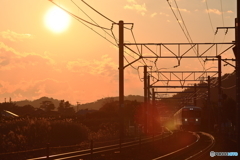 2017.3.7 夕陽に染まる列車