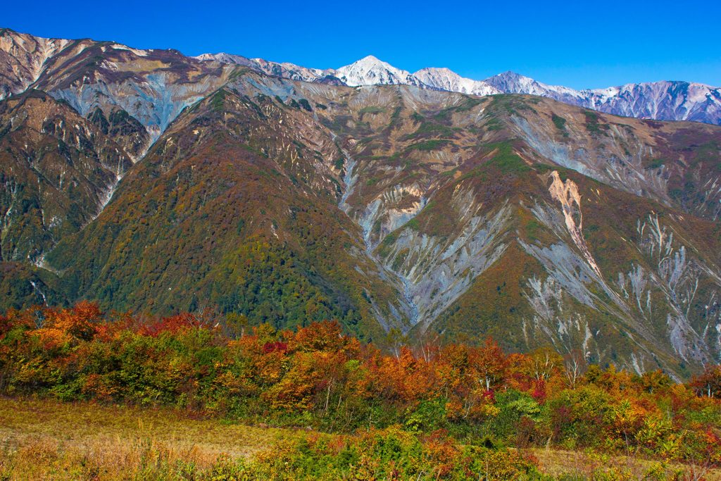 秋の白馬五竜地蔵の頭付近