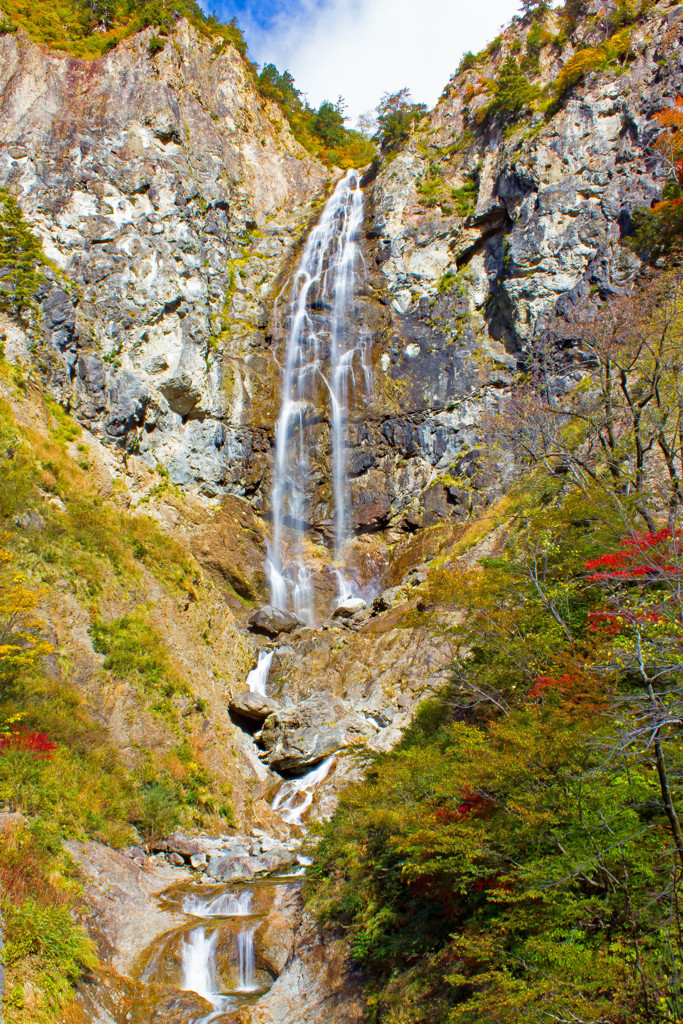 紅葉のふくべの大滝