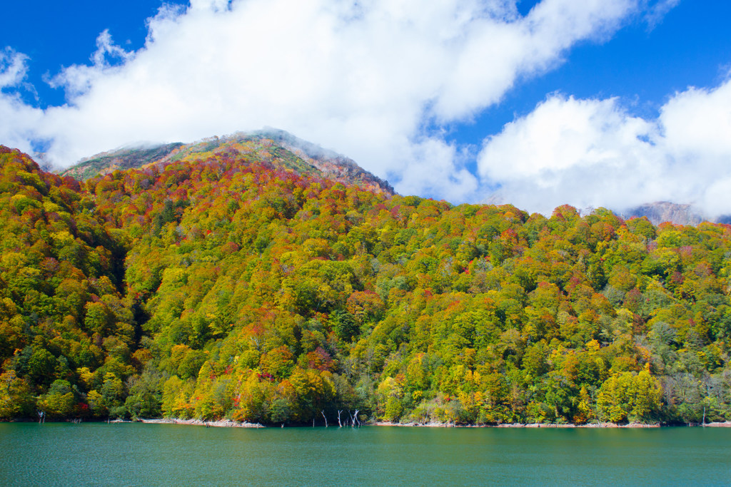 紅葉の白水湖