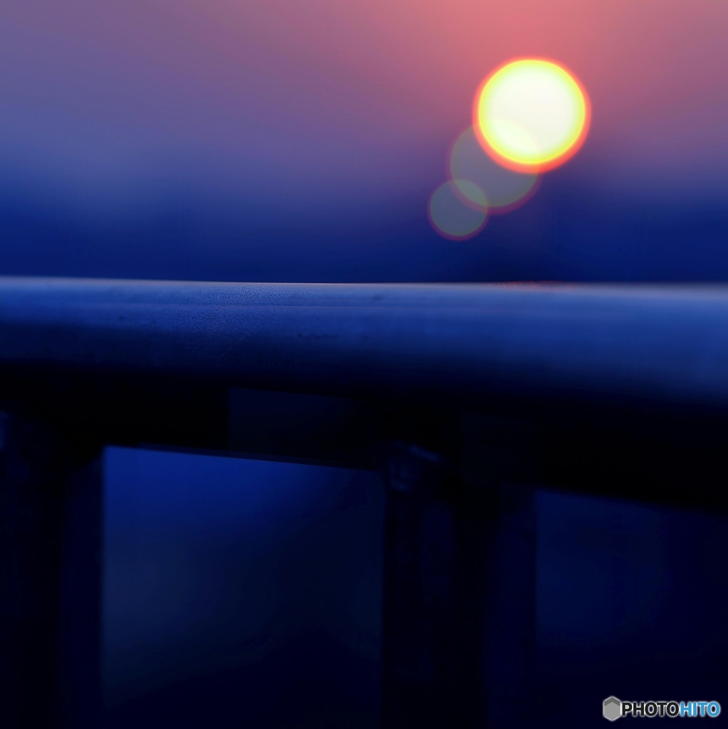 高台の公園から夕陽