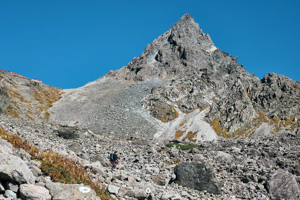 登山者と槍ヶ岳