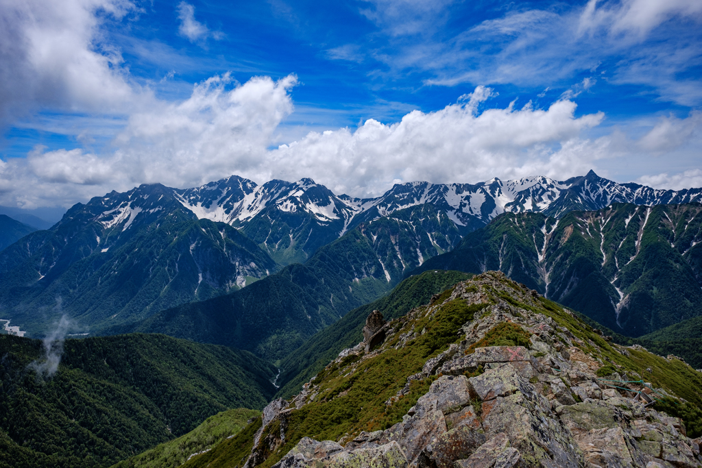 常念岳山頂からの景色