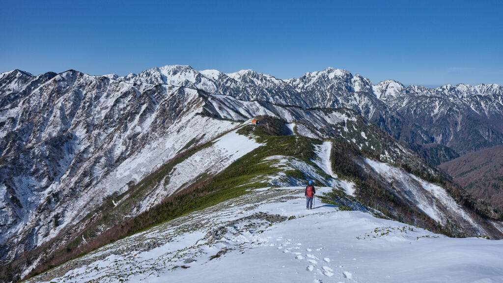 眺める登山者