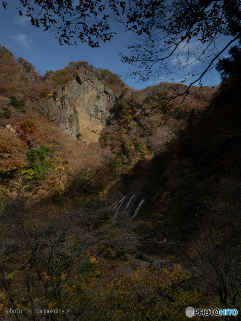 屏風岩と袋田の滝