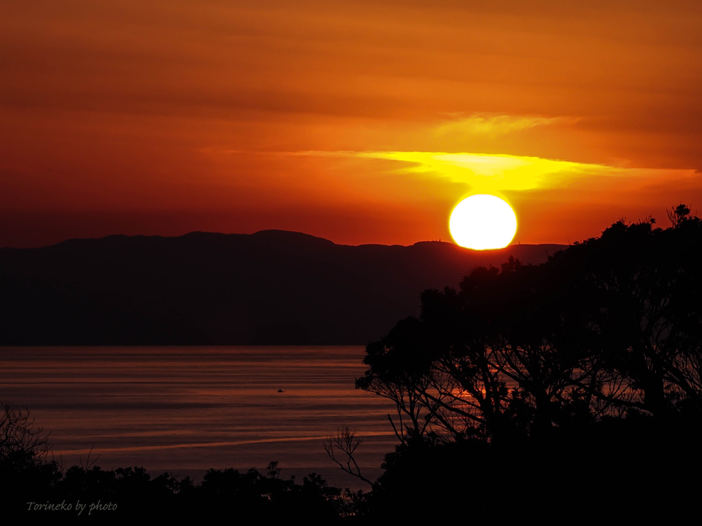 相模湾の夕日-