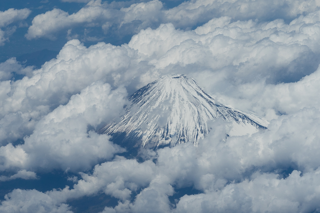 飛行機から富士山