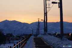 日高山脈と夕日