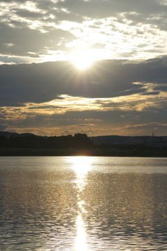 多摩川の夕日　その２