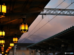 嵐山駅ホームにて。