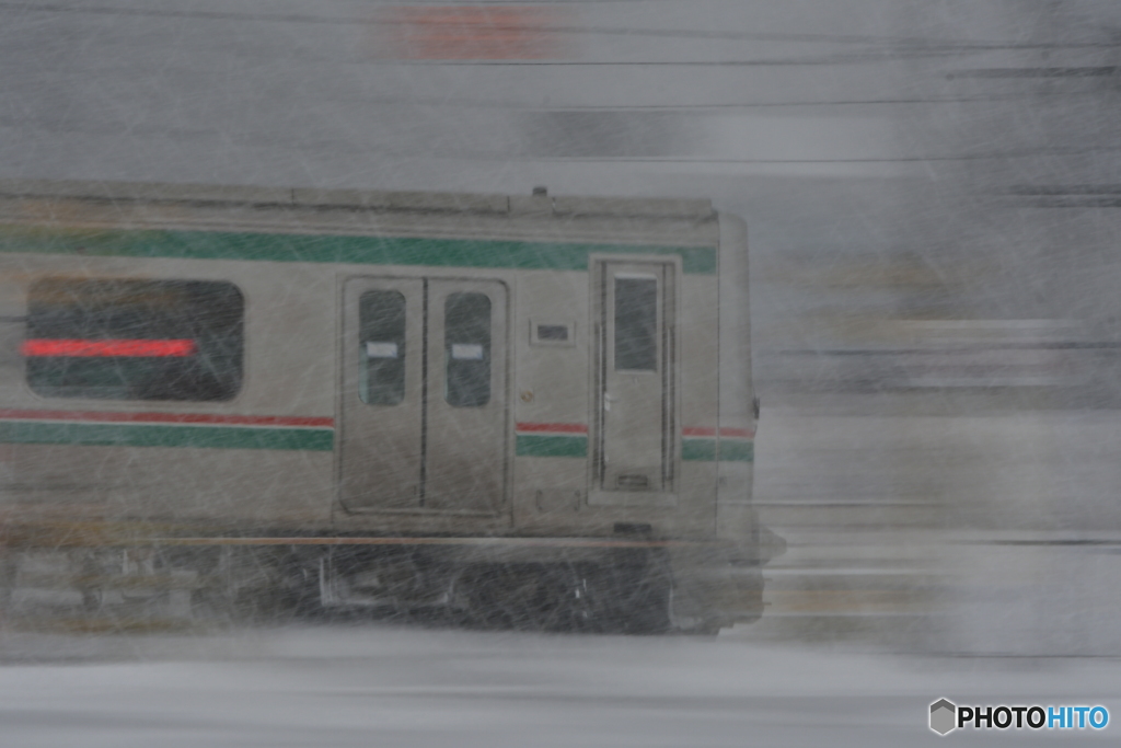 吹雪の磐越西線 猪苗代