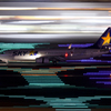 羽田空港夜の飛行機
