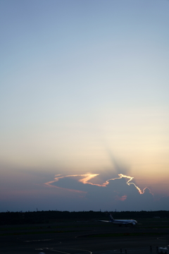 夕暮れの空港にて