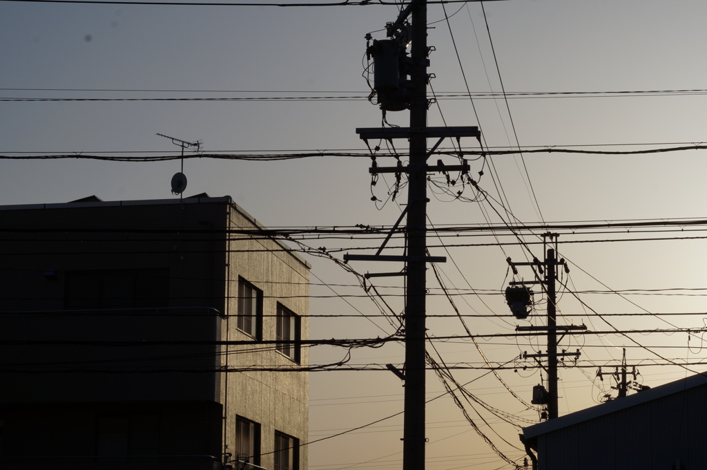 テスト3　電柱　夕暮れ