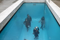 プールのなかに人が！？