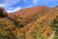 赤く輝く山の上