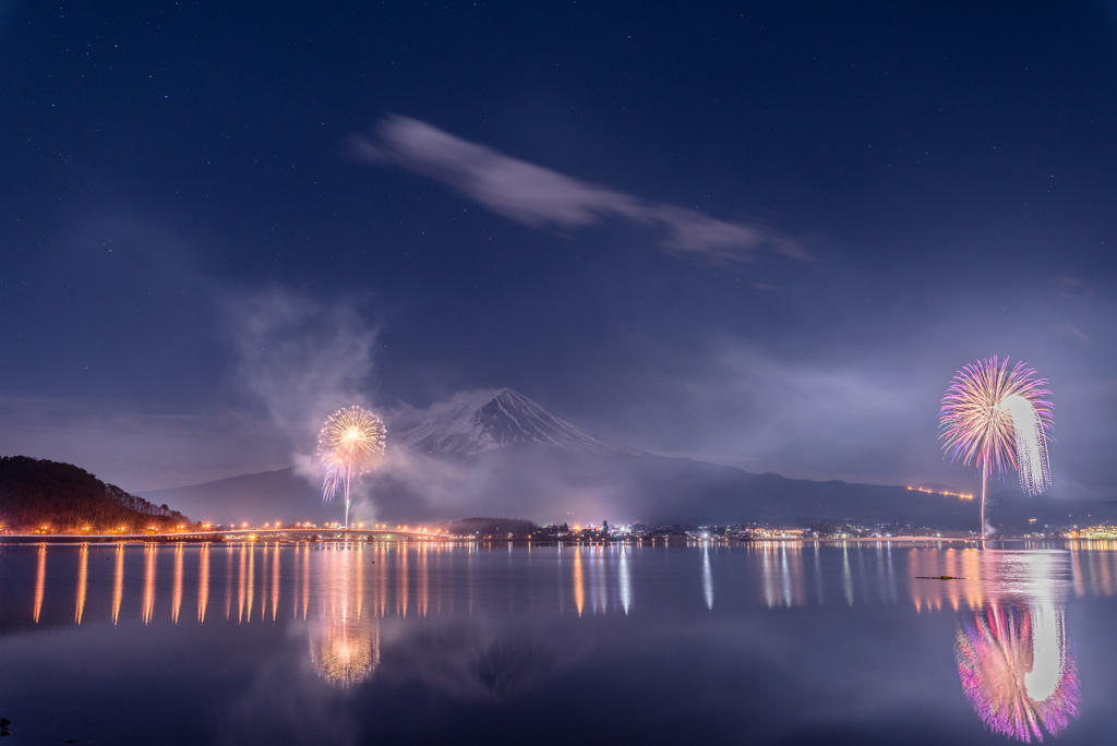 河口湖　花火