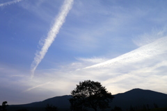 高原にて夕暮れ時の空