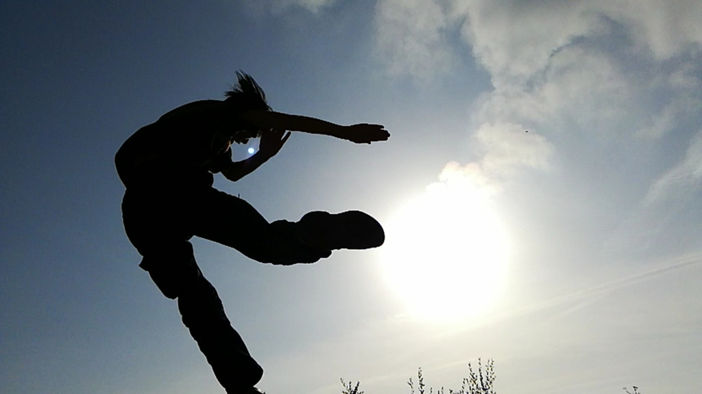 Rocklyan jumping in the sun , Gibraltar 