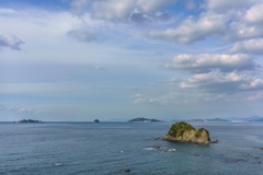 爽やかな海と軍艦島