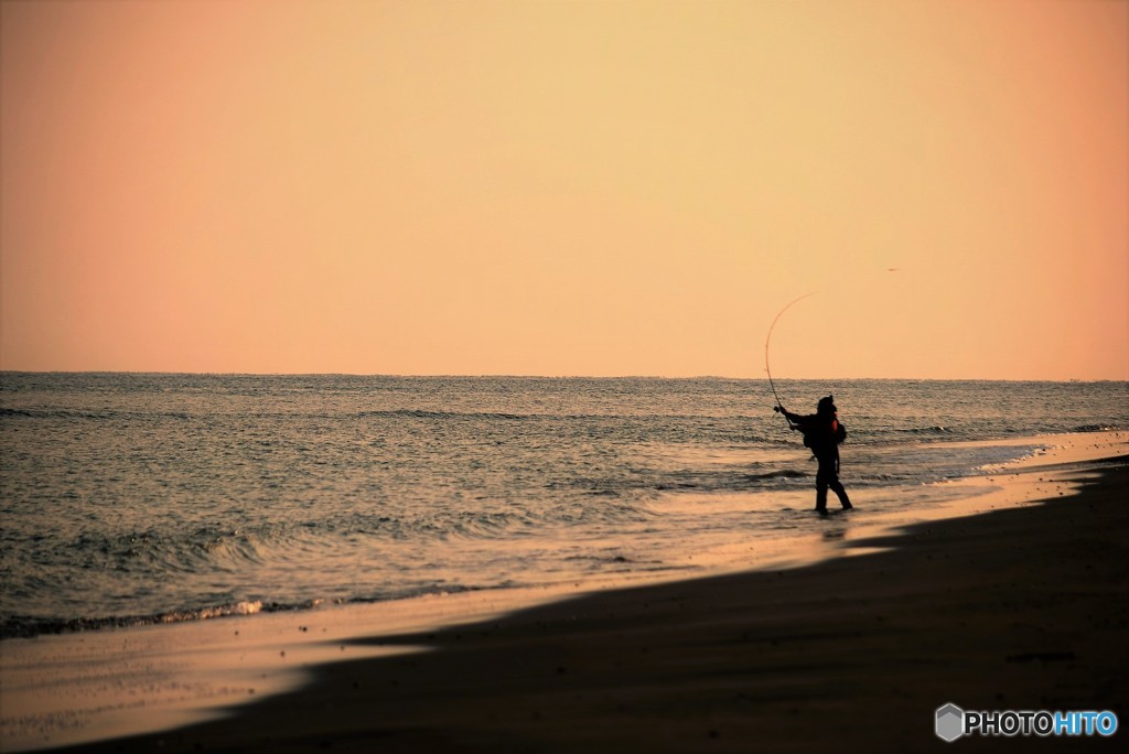 夕暮れの海で♪