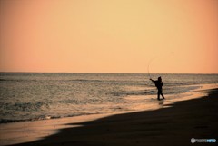 夕暮れの海で♪