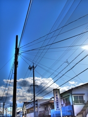 電線と青空と