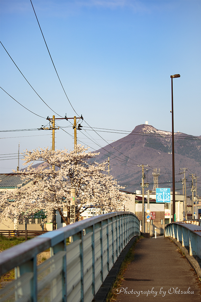 桜と橋と山と...