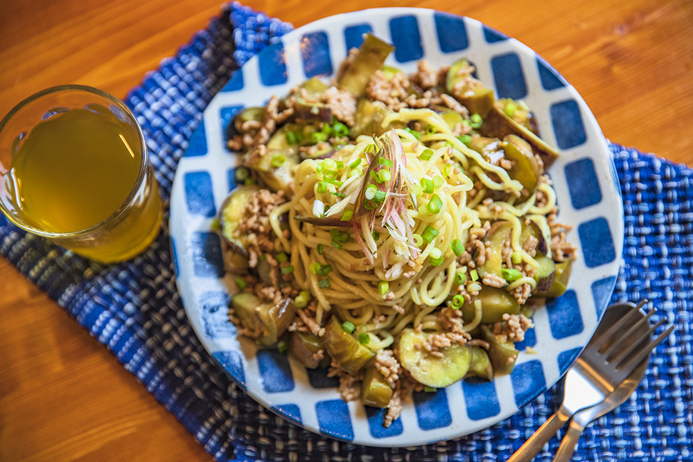 茄子と挽肉の和風パスタ