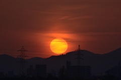 4/15  地震翌日の益城町からの夕陽