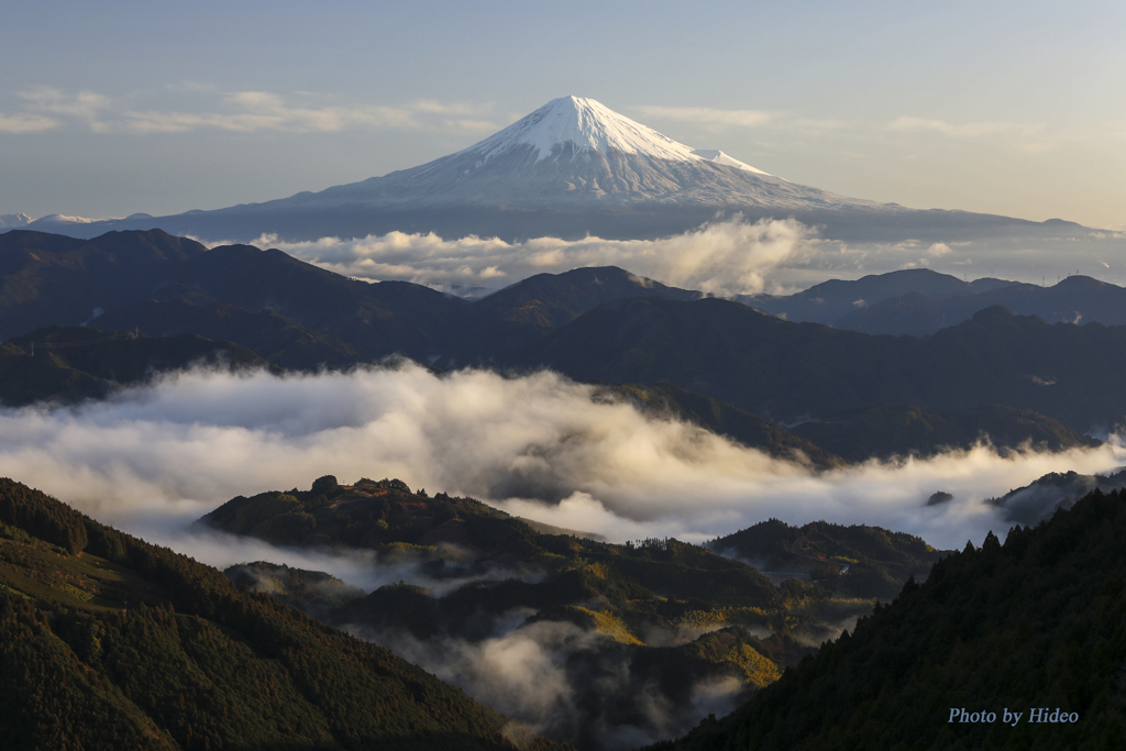 雪化粧の富士山2（吉原より）