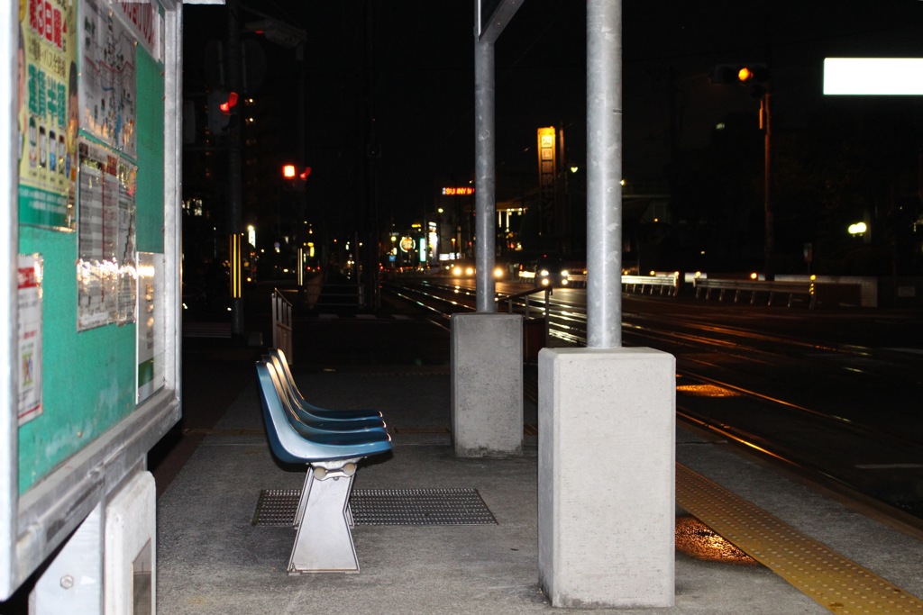 夜の路面電車