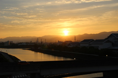 夕暮れの舟入川