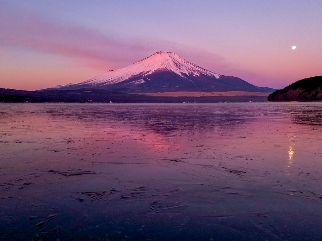 満月と富士山（２）