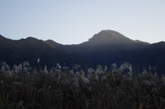 夕陽にぼこ抱き岩