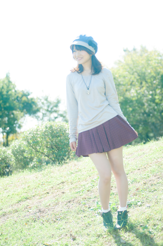 やわらかな秋　ポートレート　まぶしい秋の日