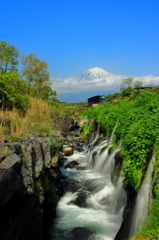 滝と富士山