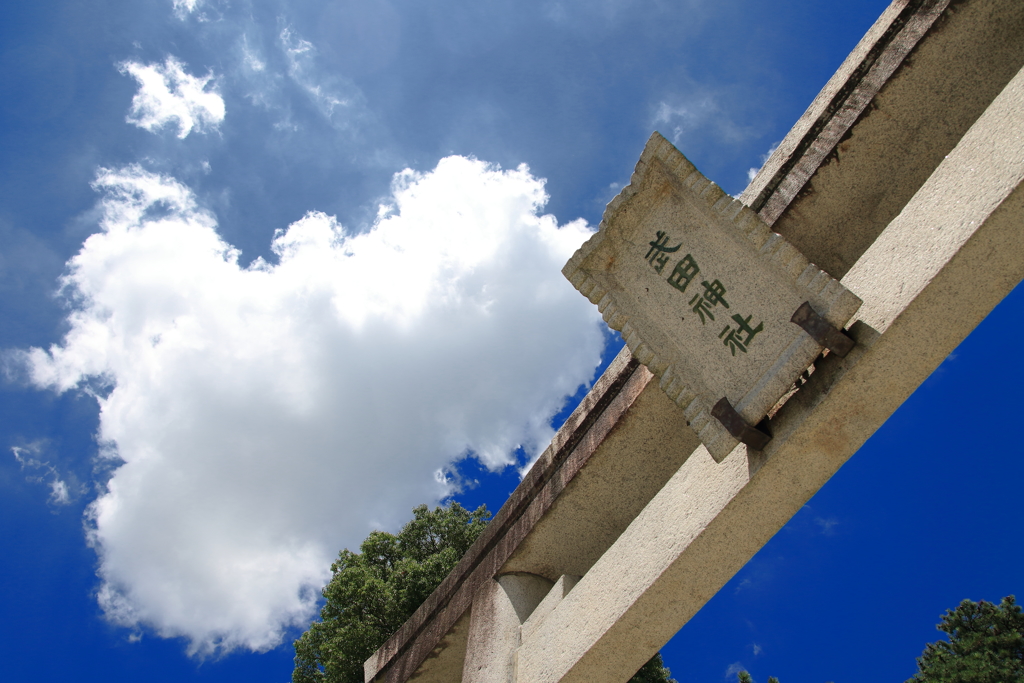 鳥居の下から