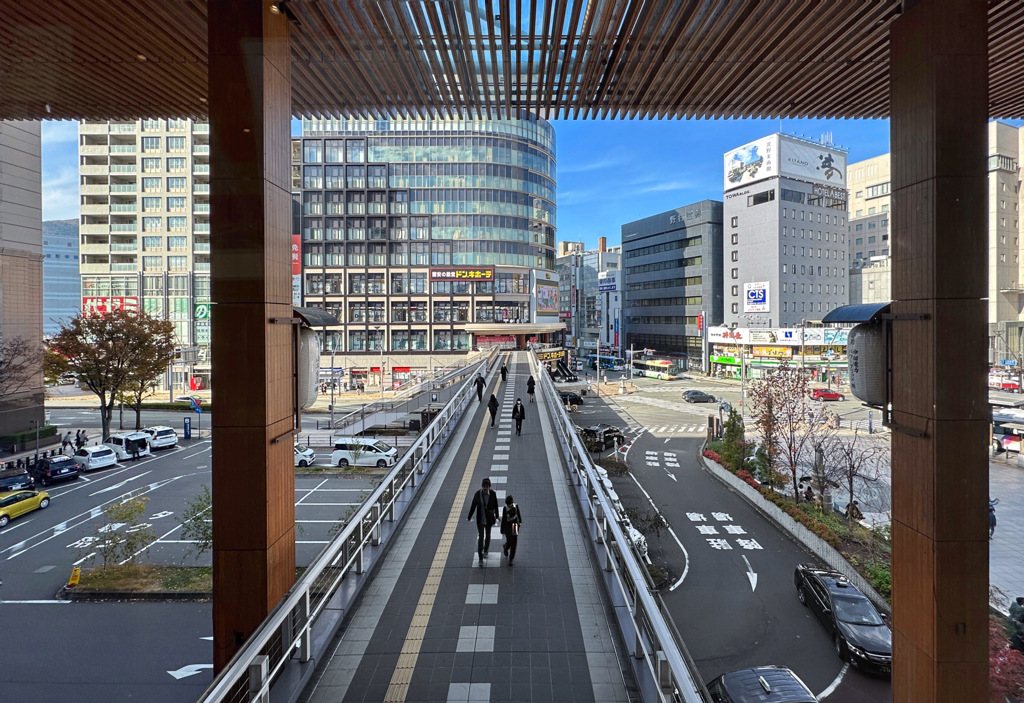 駅から伸びる道