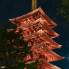浅草寺の五重の塔ライトアップ２