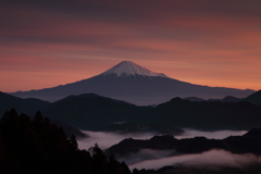 富士山と雲海と朝焼けと。。。