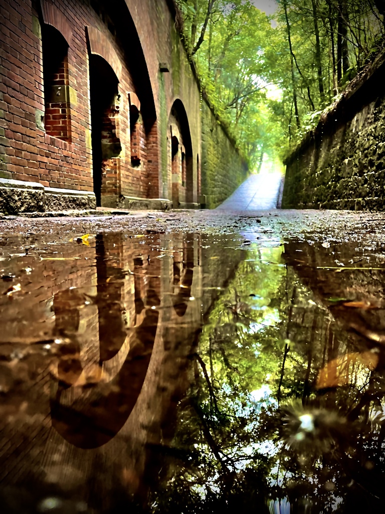 雨の第三砲台跡