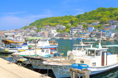 家島の港