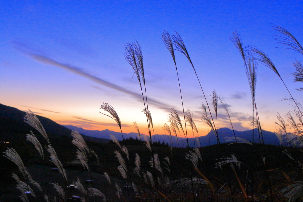 高原での夕暮れ