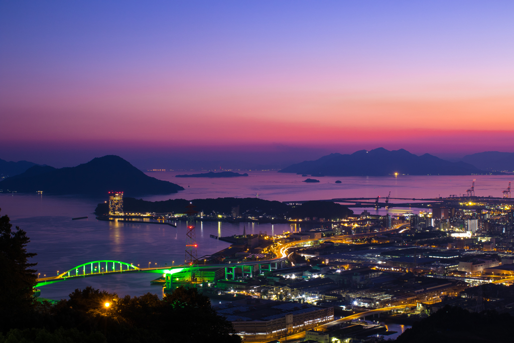 日没直後の広島湾