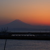 富士山と夕日と海